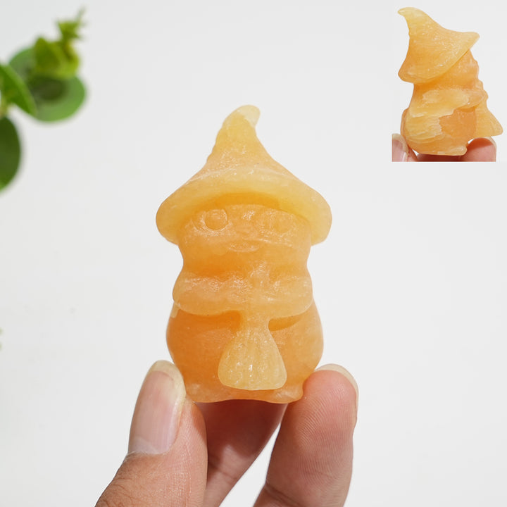 Natural Crystal Carving Witch Cat With Broom