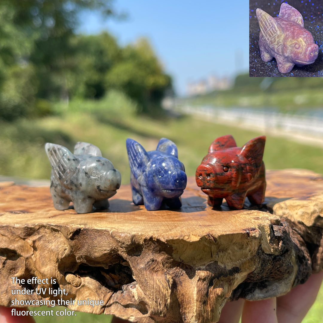 Natural Crystal Multi Material Flying Pig