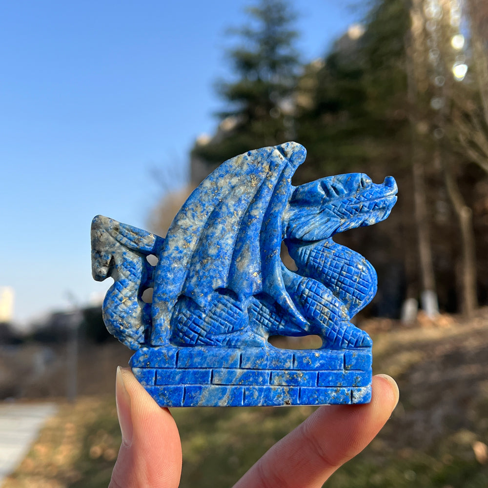 Unique,Natural Crystal Carving Lapis Lazuli Dragon