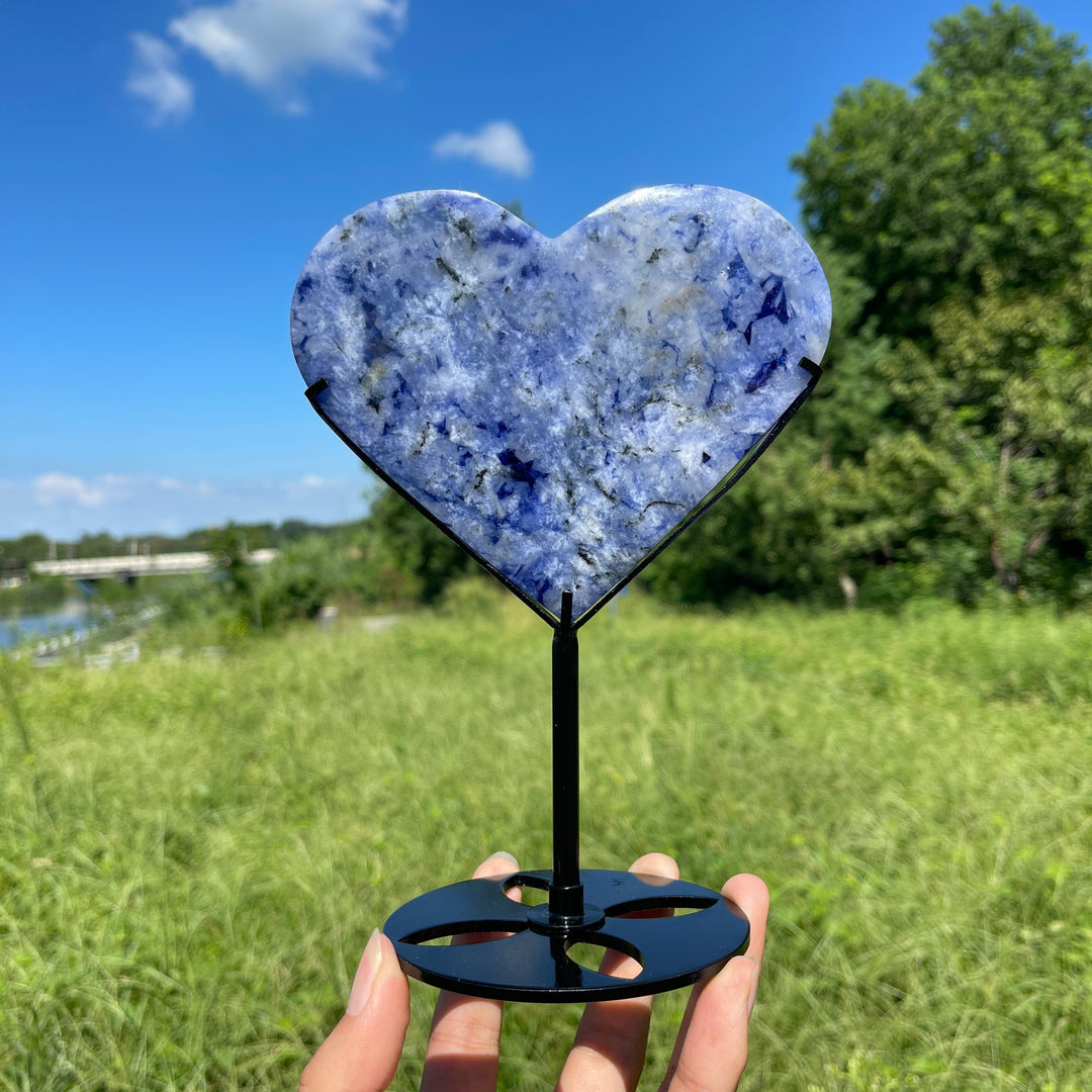 Unique,Natural Crystal Blue And White Porcelain Sodalite Heart