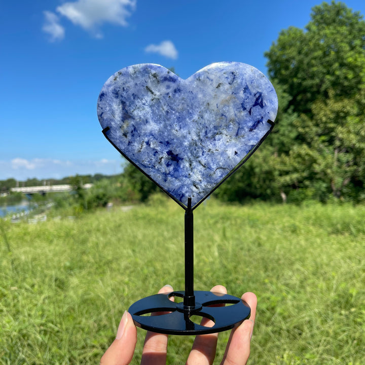 Unique,Natural Crystal Blue And White Porcelain Sodalite Heart