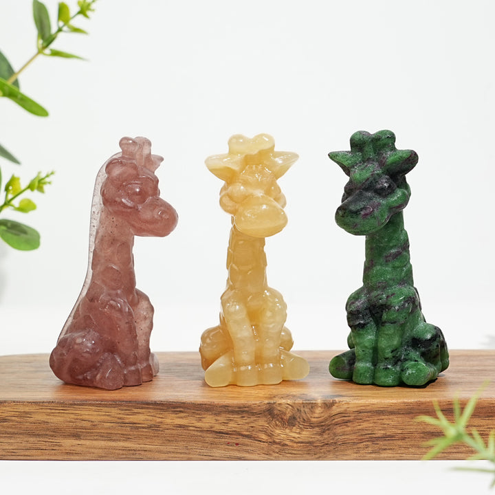 Natural Crystal Sweet Seated Giraffe Mini Carving