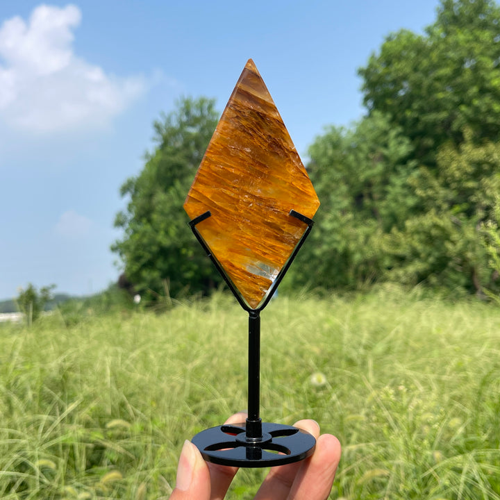 Unique,Natural Crystal Golden Healer Diamond Slice