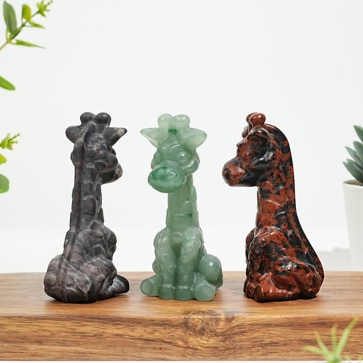 Natural Crystal Sweet Seated Giraffe Mini Carving