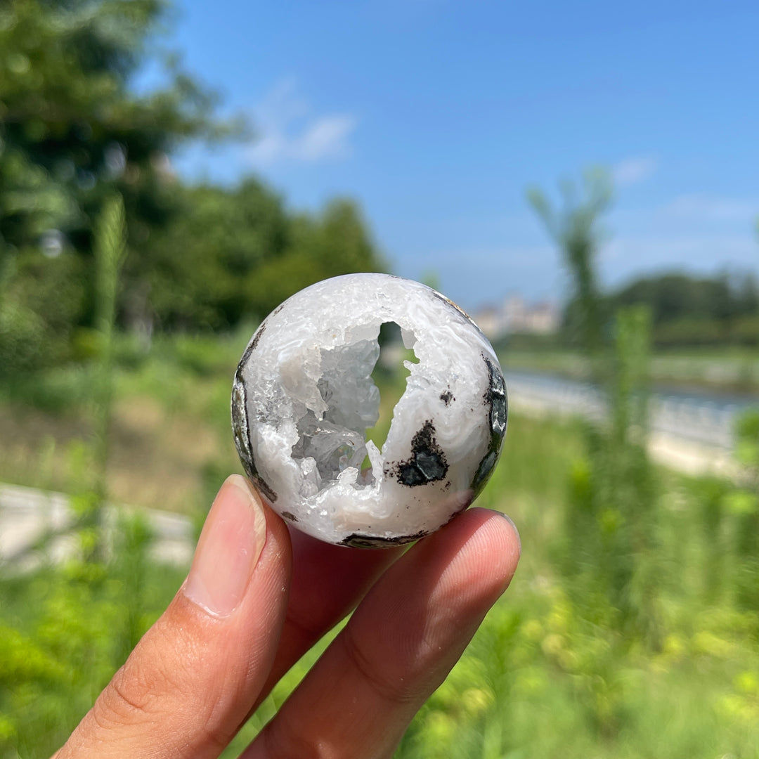Unique,Natural Mexican Agate Geode Sphere