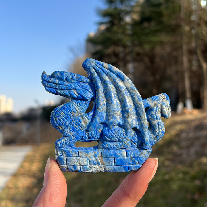 Unique,Natural Crystal Carving Lapis Lazuli Dragon