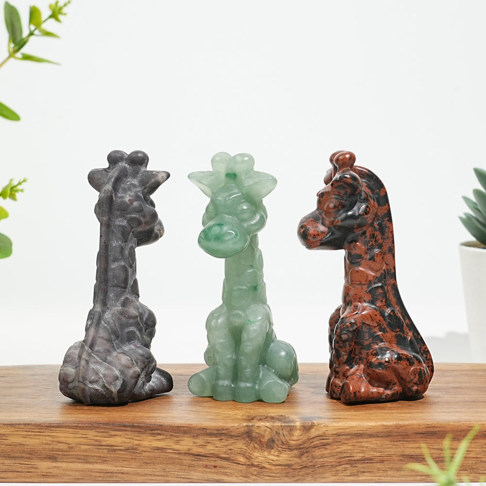 Natural Crystal Sweet Seated Giraffe Mini Carving