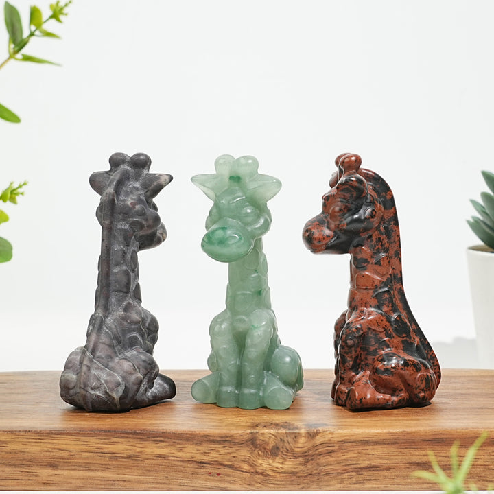 Natural Crystal Sweet Seated Giraffe Mini Carving