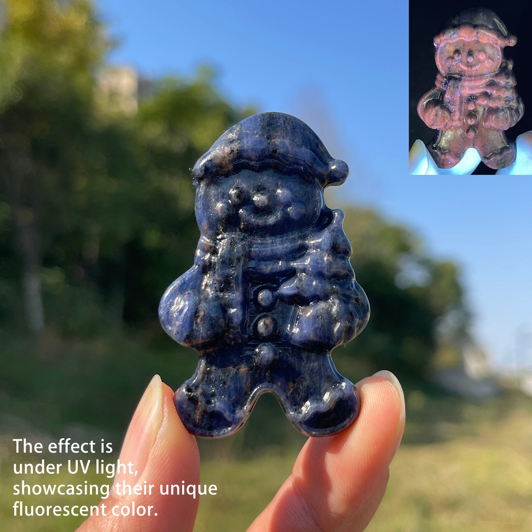 Natural Crystal Carved Christmas Gingerbread Man
