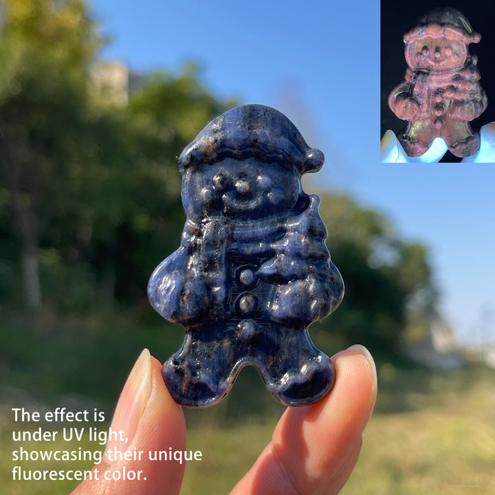 Natural Crystal Carved Christmas Gingerbread Man