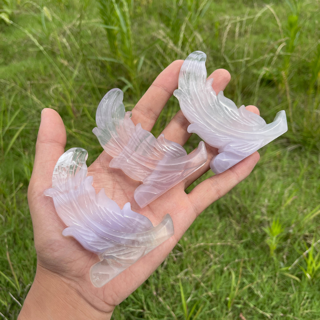 Natural Soft Fluorite Feather Carving