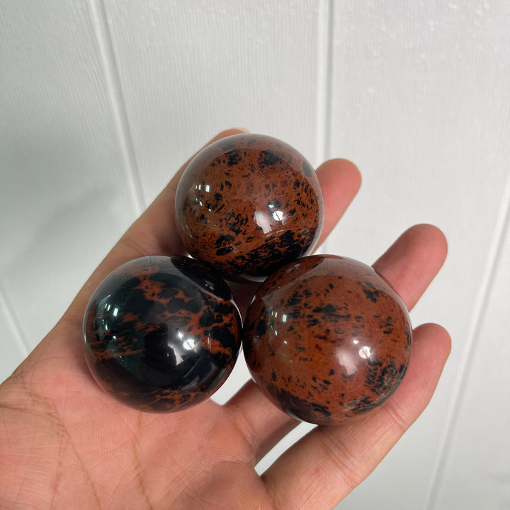 Natural Crystal Round Mahogany Obsidian Sphere