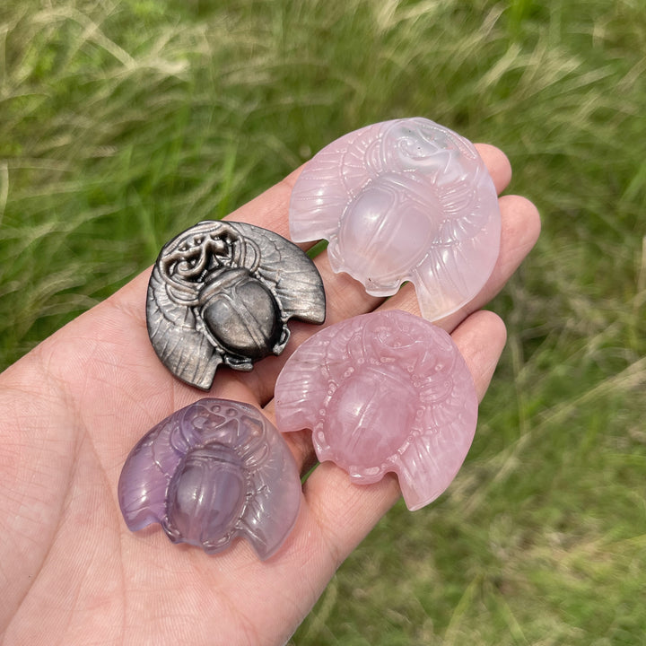 Natural Cute Crystal Scarab Carving