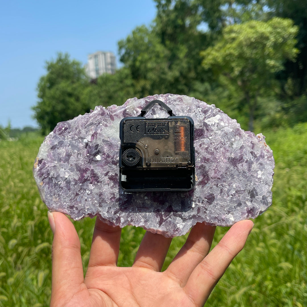 Unique,Natural Crystal Lepidolite Clock Ornament