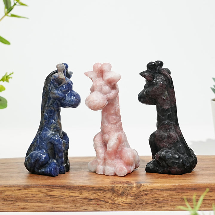 Natural Crystal Sweet Seated Giraffe Mini Carving