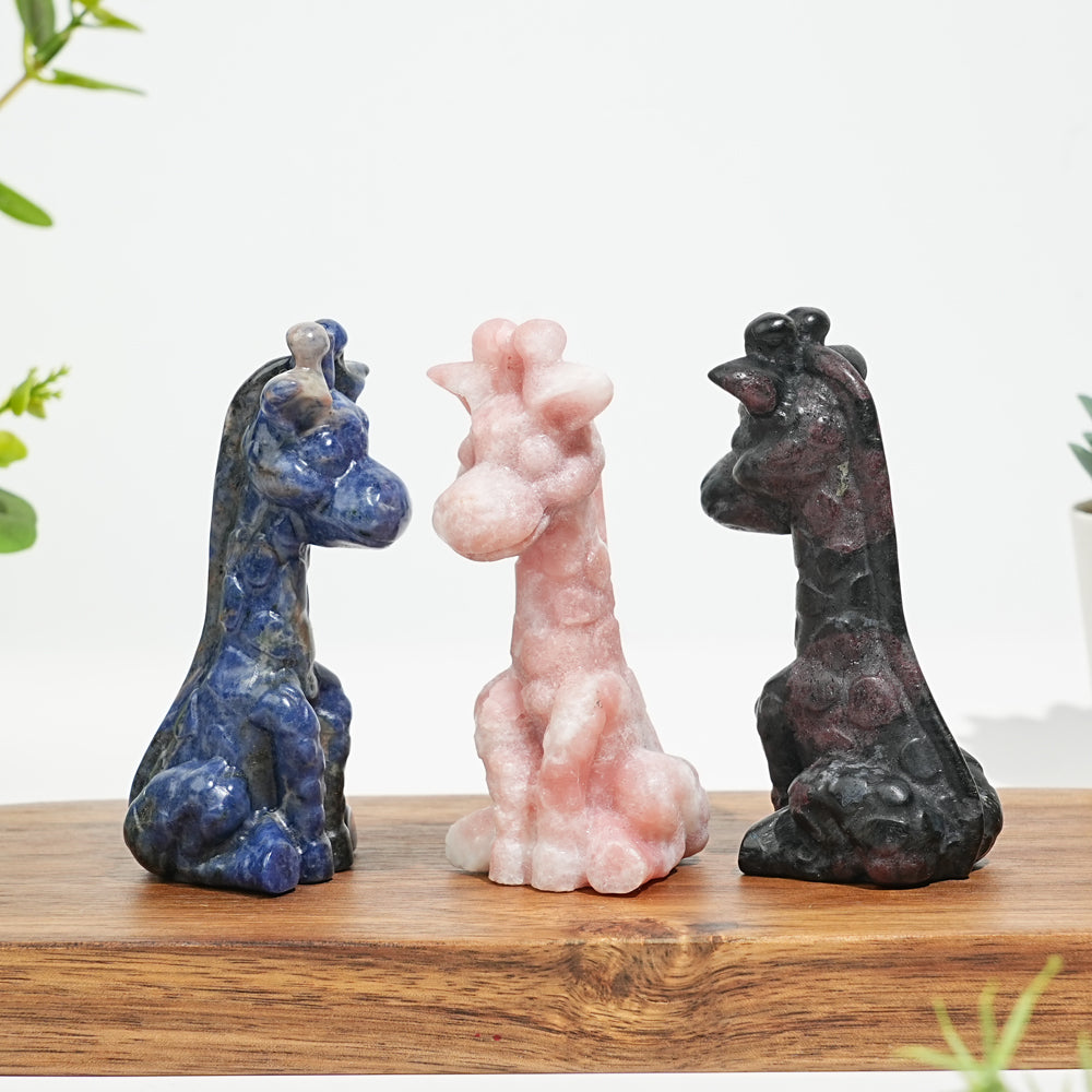 Natural Crystal Sweet Seated Giraffe Mini Carving
