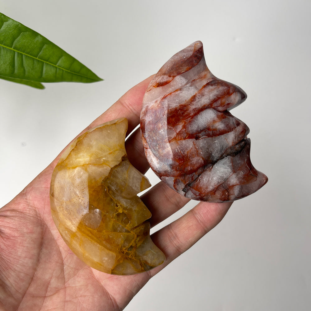 Natural Crystal Moon Face Carving
