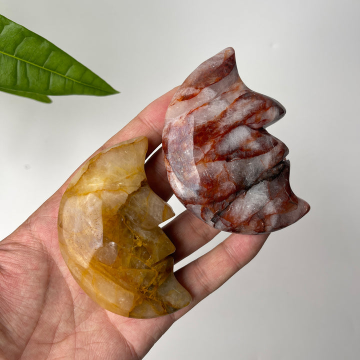 Natural Crystal Moon Face Carving