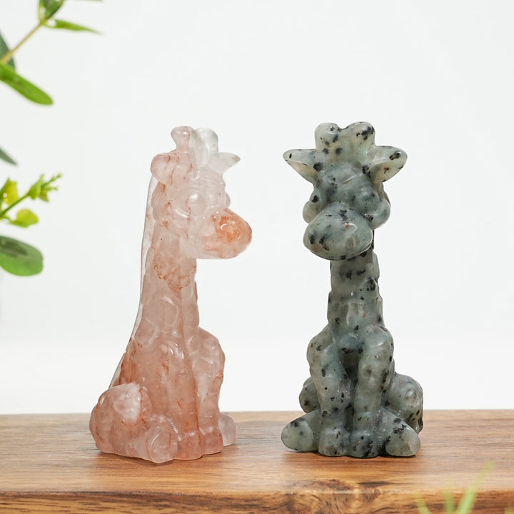 Natural Crystal Sweet Seated Giraffe Mini Carving
