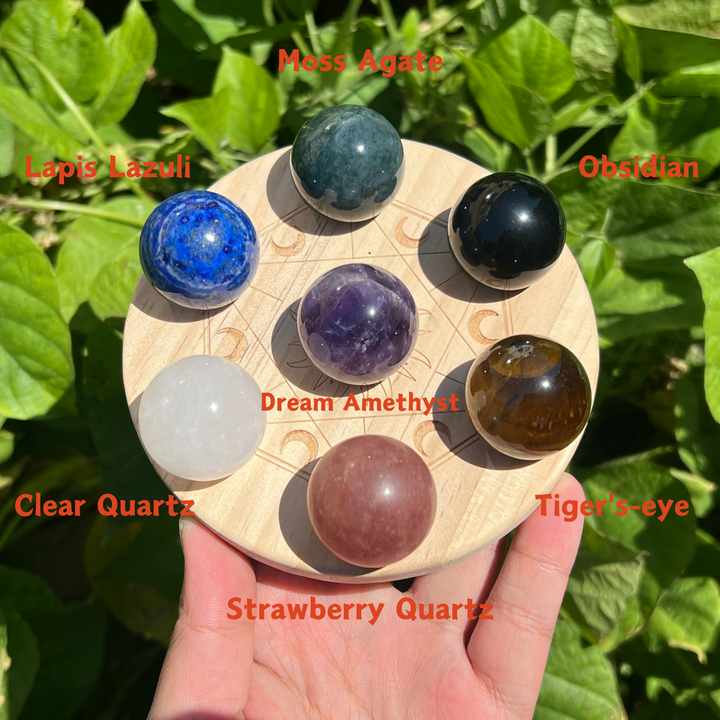 7 Chakra Spheres Set with Holder