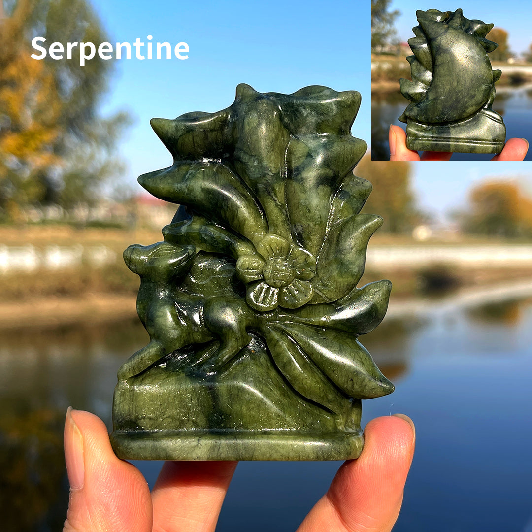 Unique,Natural Crystal Carving Nine-Tailed Fox