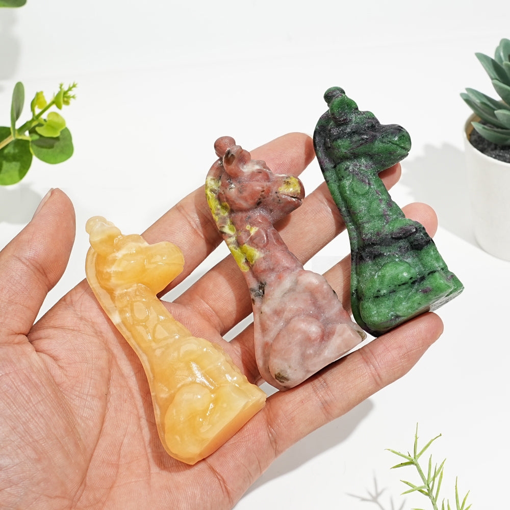 Natural Crystal Sweet Seated Giraffe Mini Carving