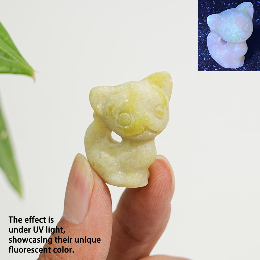 Natural Crystal Carving Hollow Out Cat