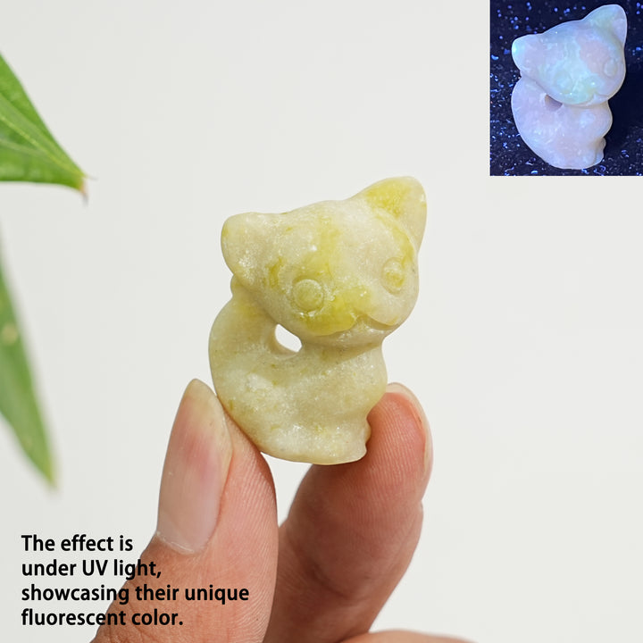 Natural Crystal Carving Hollow Out Cat