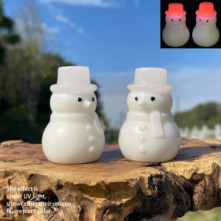 A Slightly Imperfect Natural Crystal Carving Snowman With Hat