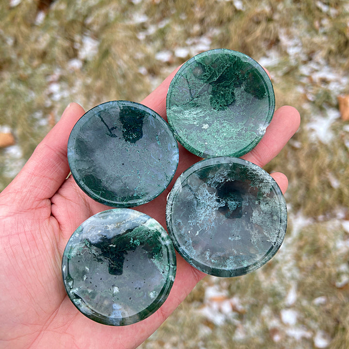 Natural Crystal Moss Agate Small Bowl