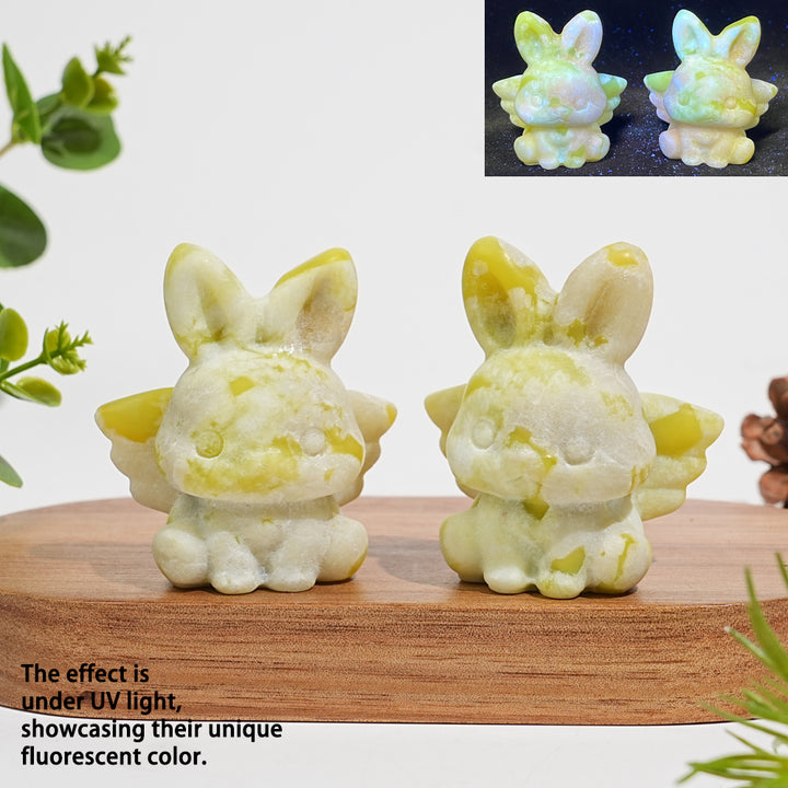 Natural Crystal Carving Cute Angel Bunny