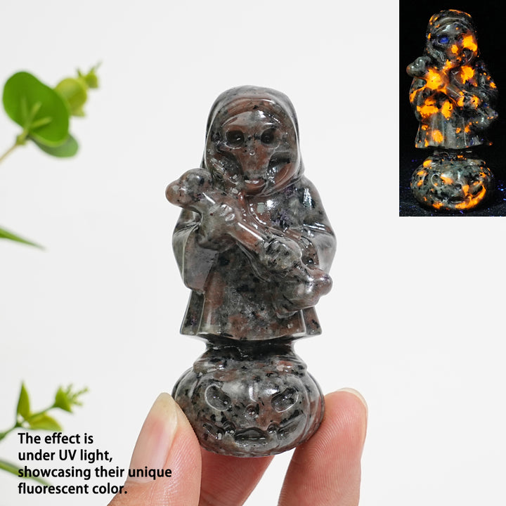 Natural Crystal Grim Reaper On Pumpkin