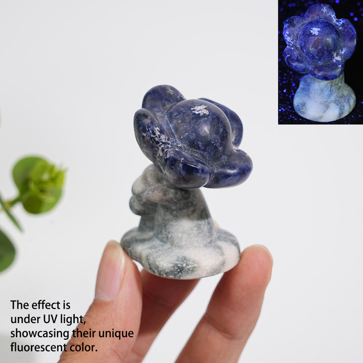 Natural Crystal Carving Hand Holding Flower