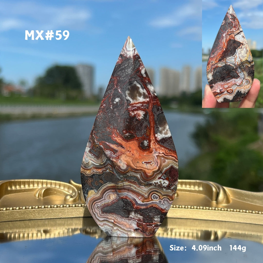 Unique, Mexican Crazy Lace Agate Teardrop