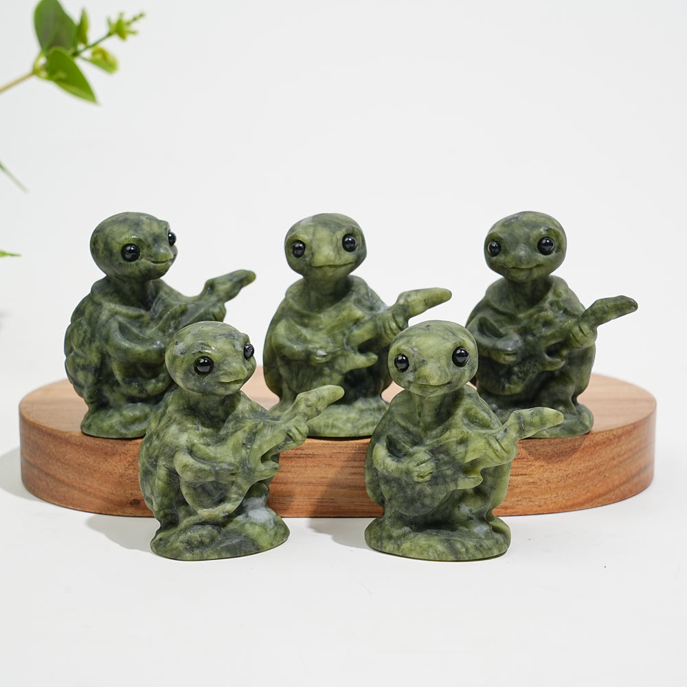 Natural Crystal Carving Serpentine Guitar Playing Turtle