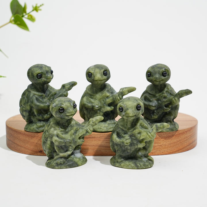 Natural Crystal Carving Serpentine Guitar Playing Turtle