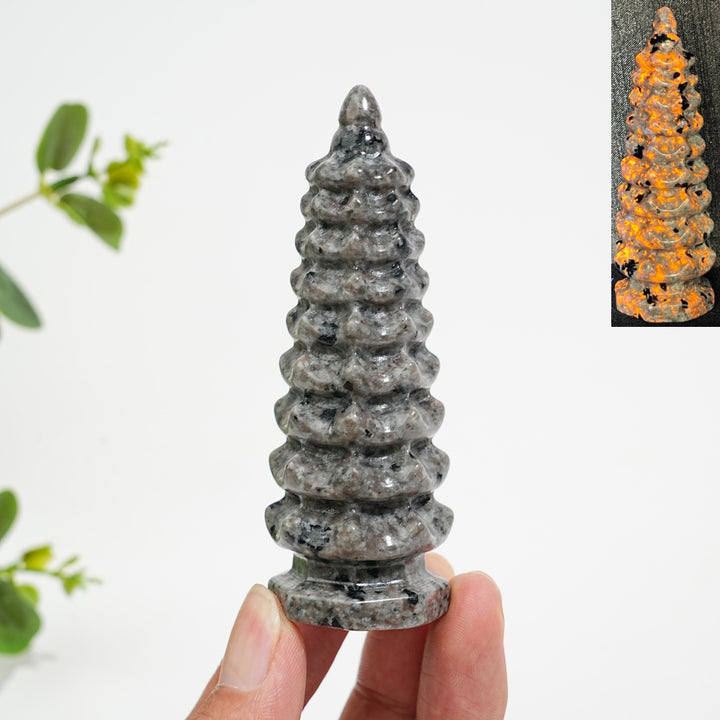 Natural Crystal Yooperlite Wen Chang Pagoda Carving