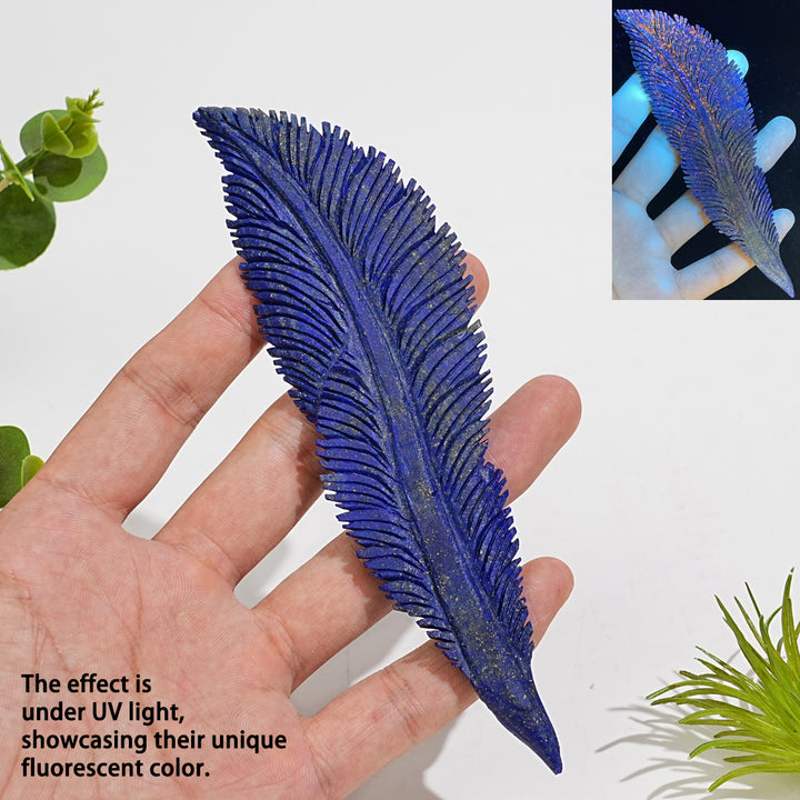 Unique,Natural Crystal Carving Lapis Lazuli Feather