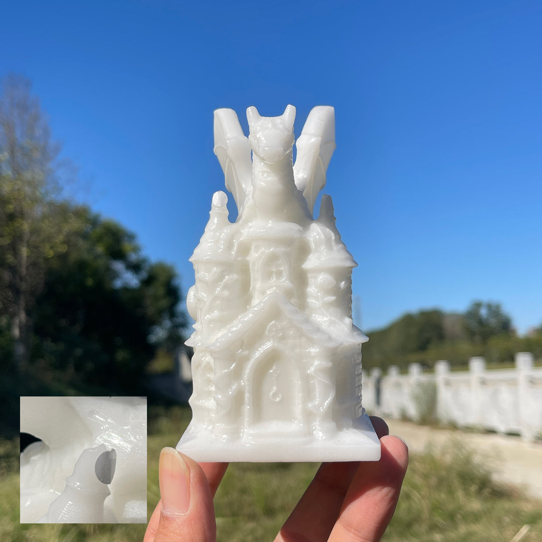 A Slightly Imperfect Natural Crystal Carving Dragon Castle