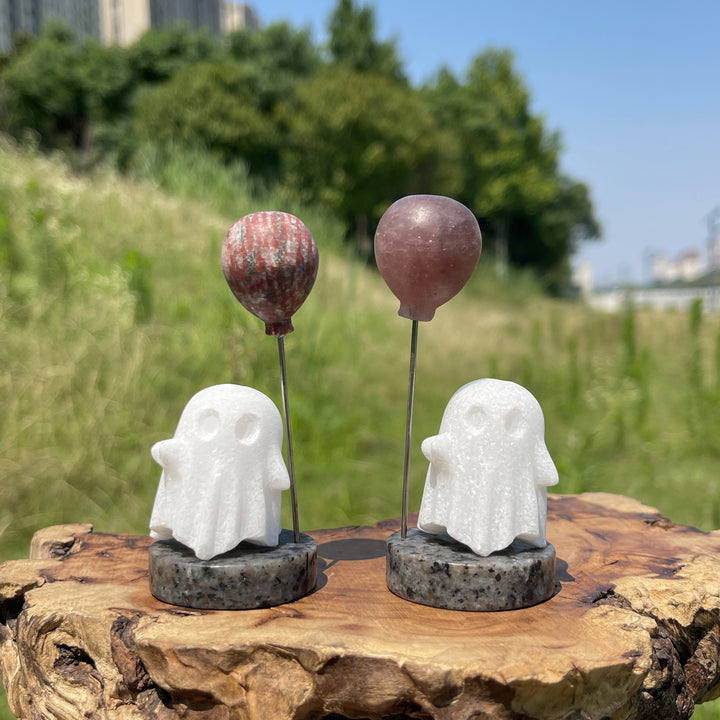 Natural Crystal Cute Ghost With Balloon