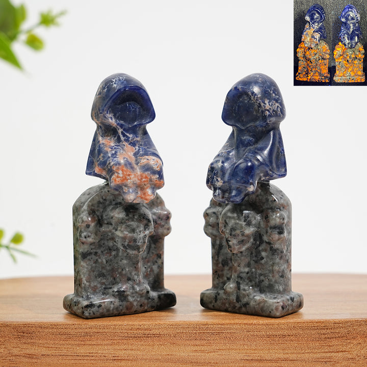 Natural Crystal Carving Ghost On Tombstone