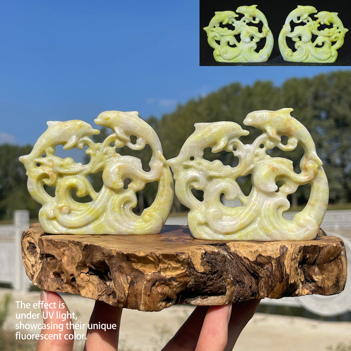 Natural Crystal Carving Hollow Out Dolphin