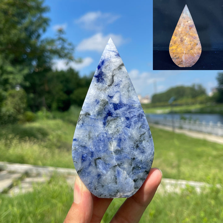 Natural Crystal Blue And White Porcelain Sodalite Teardrop