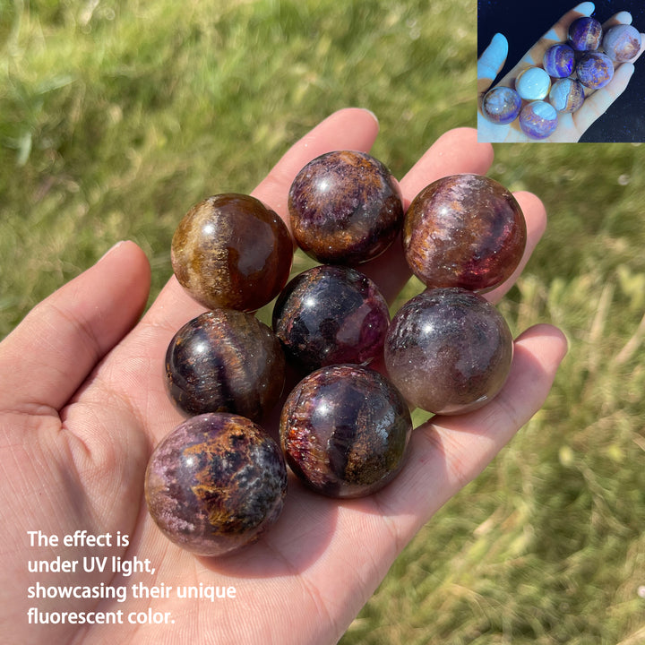 Natural Crystal Fluorite With Pyrite And Hematite Small Sphere