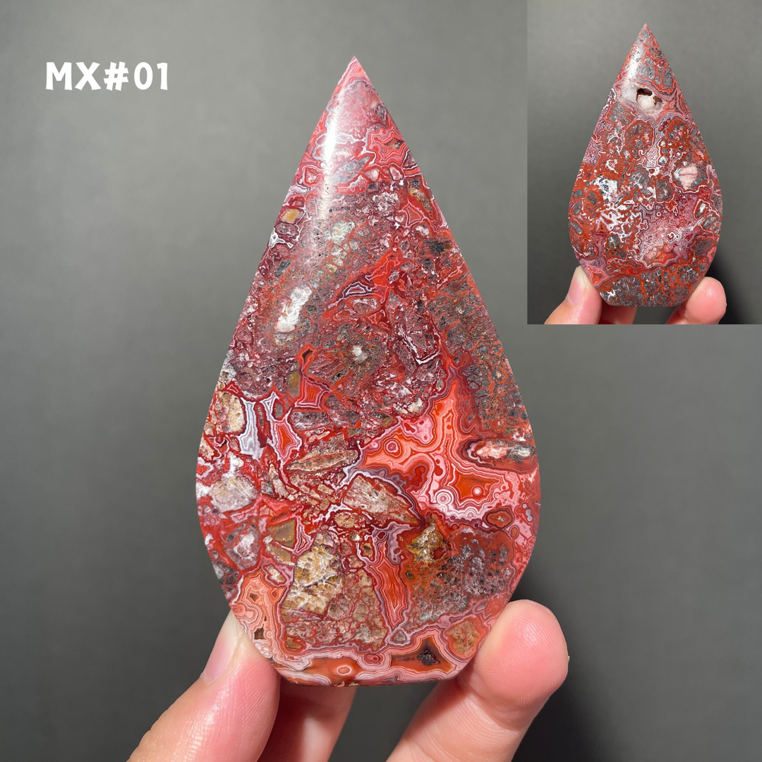 Unique, Mexican Crazy Lace Agate Teardrop