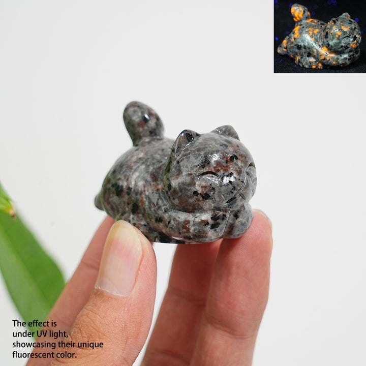 Natural Crystal Carving Chubby Coin Cat