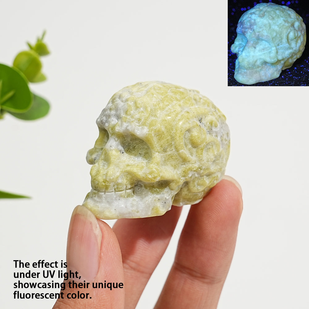 Natural Crystal Carving Floral Pattern Skull