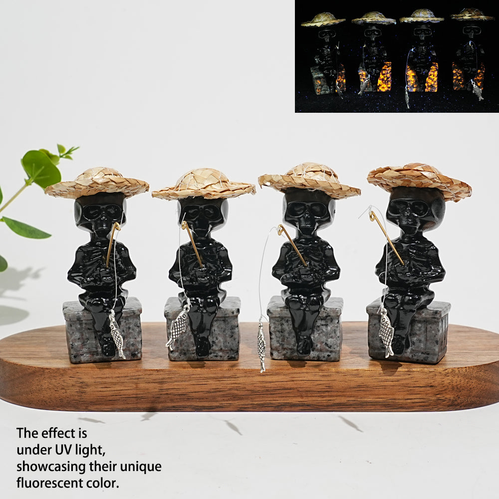 Natural Crystal Straw Hat Skeleton Fisher