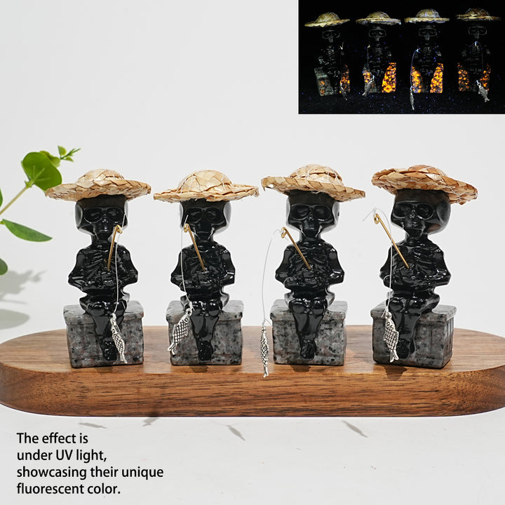 Natural Crystal Straw Hat Skeleton Fisher