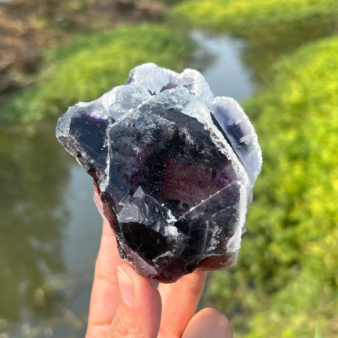 Calcite On Phantom Fluorite